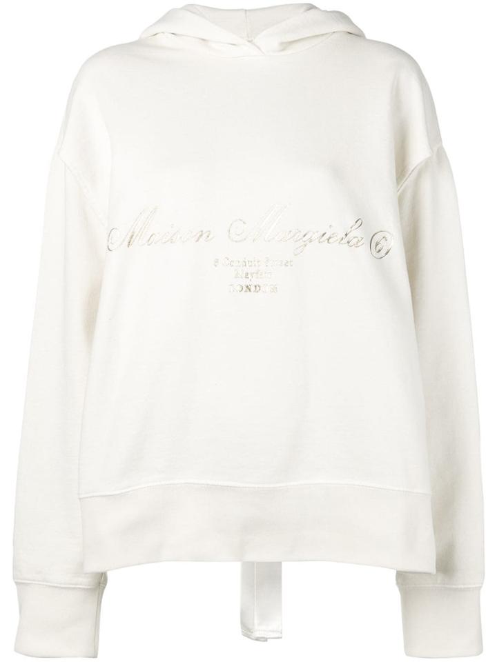 Mm6 Maison Margiela Printed Slit Hoodie - White