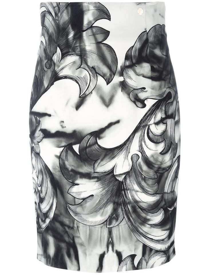 Versace Collection Printed Pencil Skirt, Women's, Size: 40, Black, Viscose/spandex/elastane/polyester
