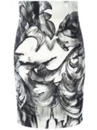 Versace Collection Printed Pencil Skirt, Women's, Size: 40, Black, Viscose/spandex/elastane/polyester