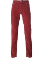 Jacob Cohen Corduroy Slim Trousers, Men's, Size: 32, Red, Cotton/spandex/elastane