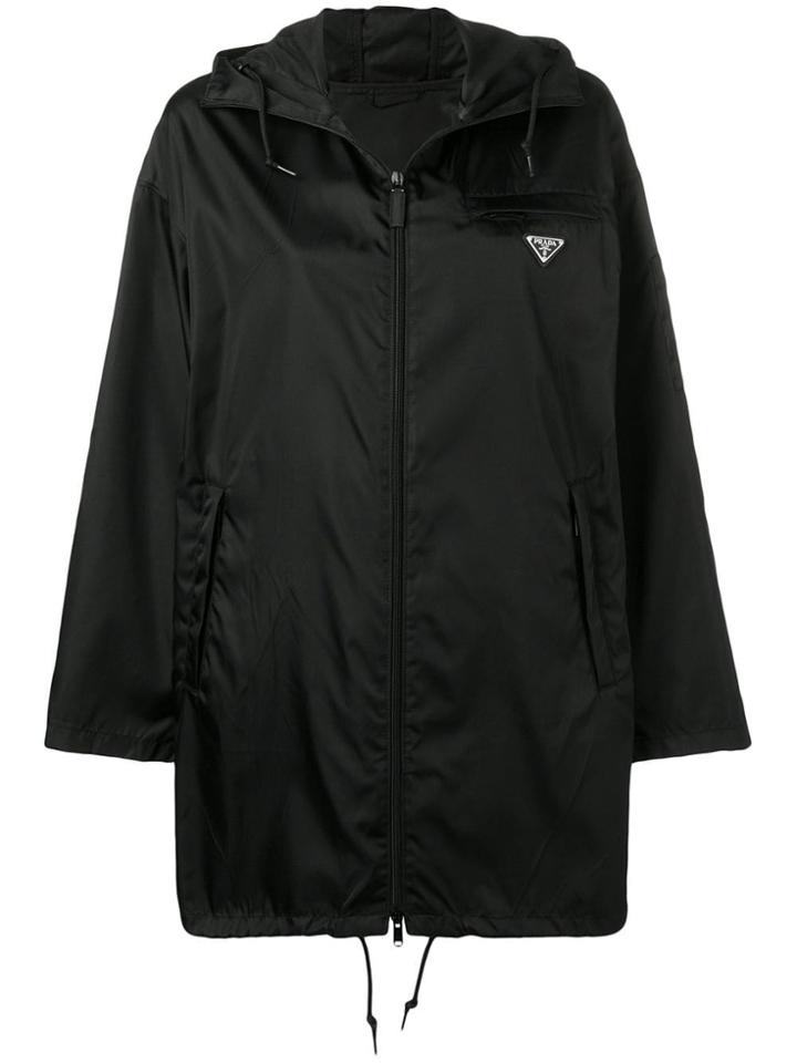 Prada Hooded Satin-shell Parka - Black