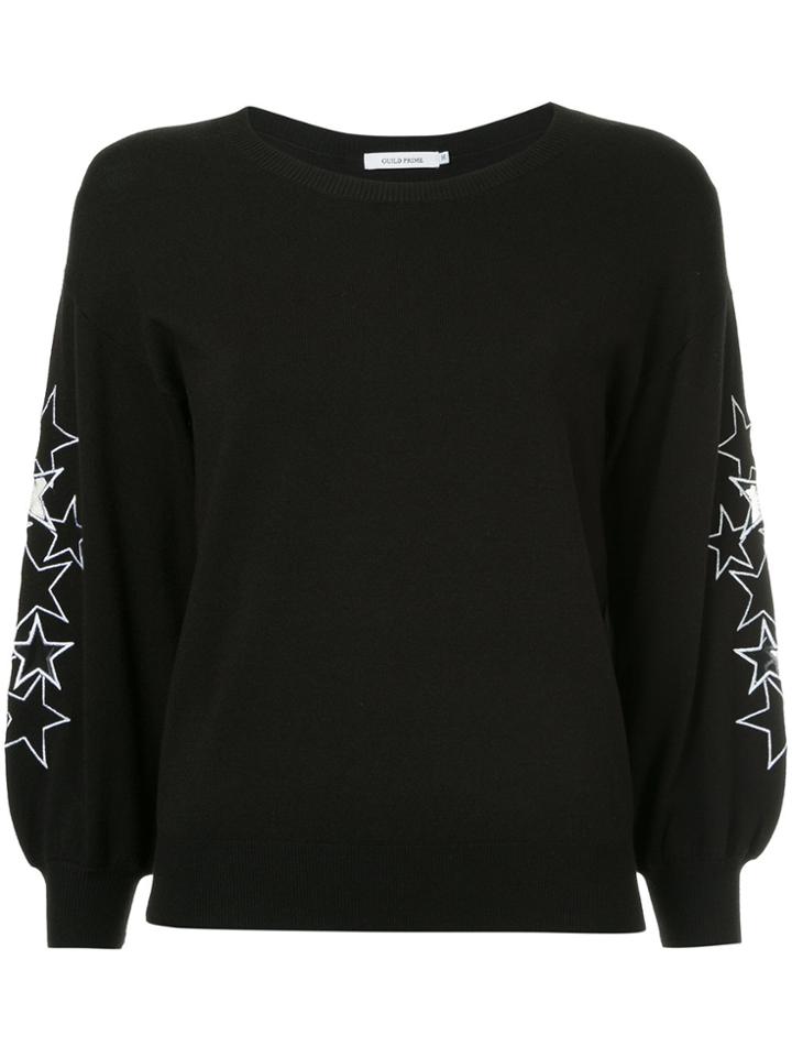 Guild Prime Star-embroidered Ribbed-trim Jumper - Black
