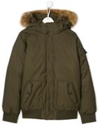 Pyrenex Kids Teen Fur-trim Hood Jacket - Green