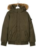 Pyrenex Kids Teen Fur-trim Hood Jacket - Green