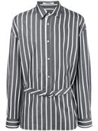 Chalayan Extended Placket Striped Shirt - Grey
