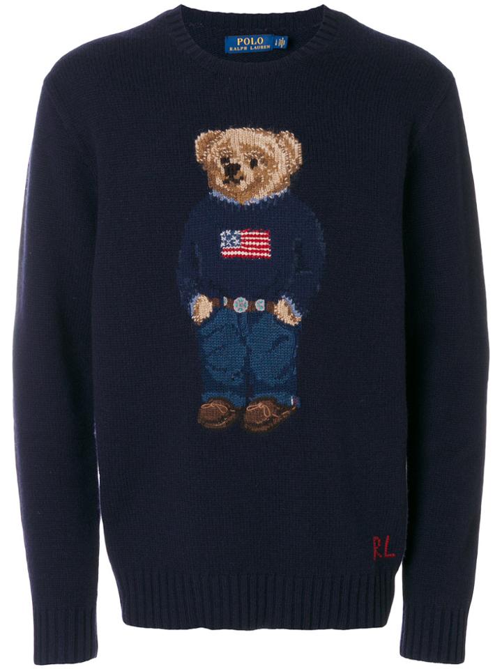 Polo Ralph Lauren Bear Embroidered Sweater - Blue