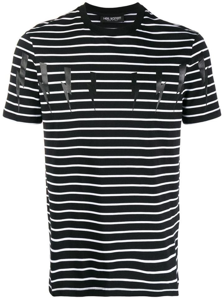 Neil Barrett Winged Bolts Striped T-shirt - Black