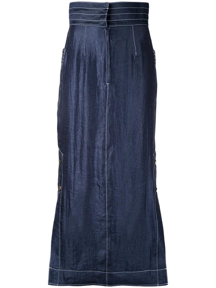 G.v.g.v. Contrast Stitch Maxi Skirt, Women's, Size: 36, Blue, Nylon/polyester/rayon