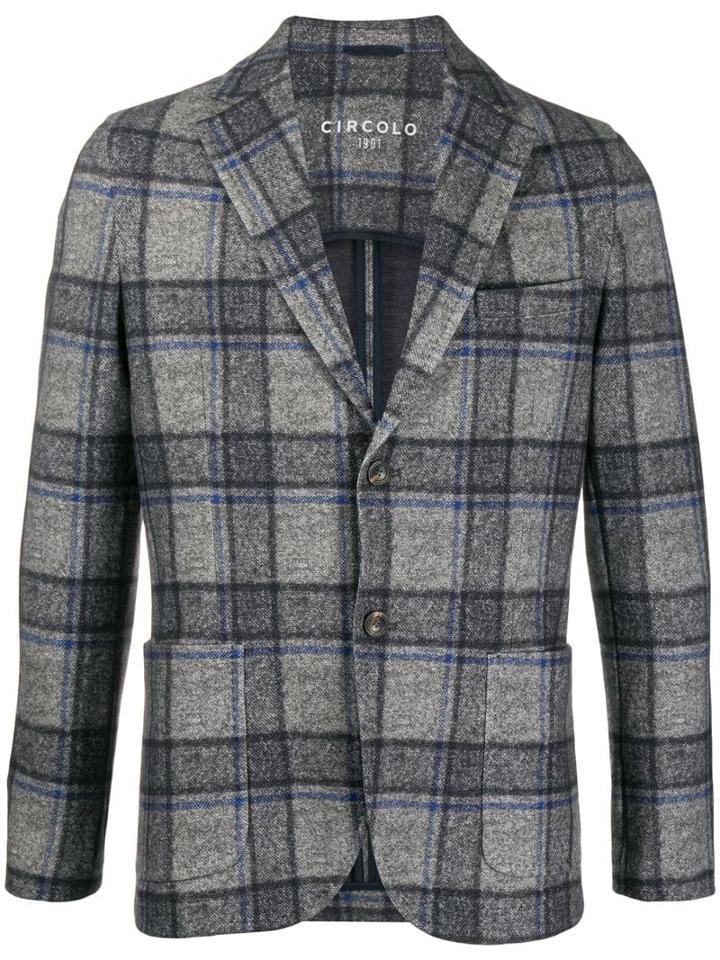 Circolo 1901 Check Print Blazer - Grey