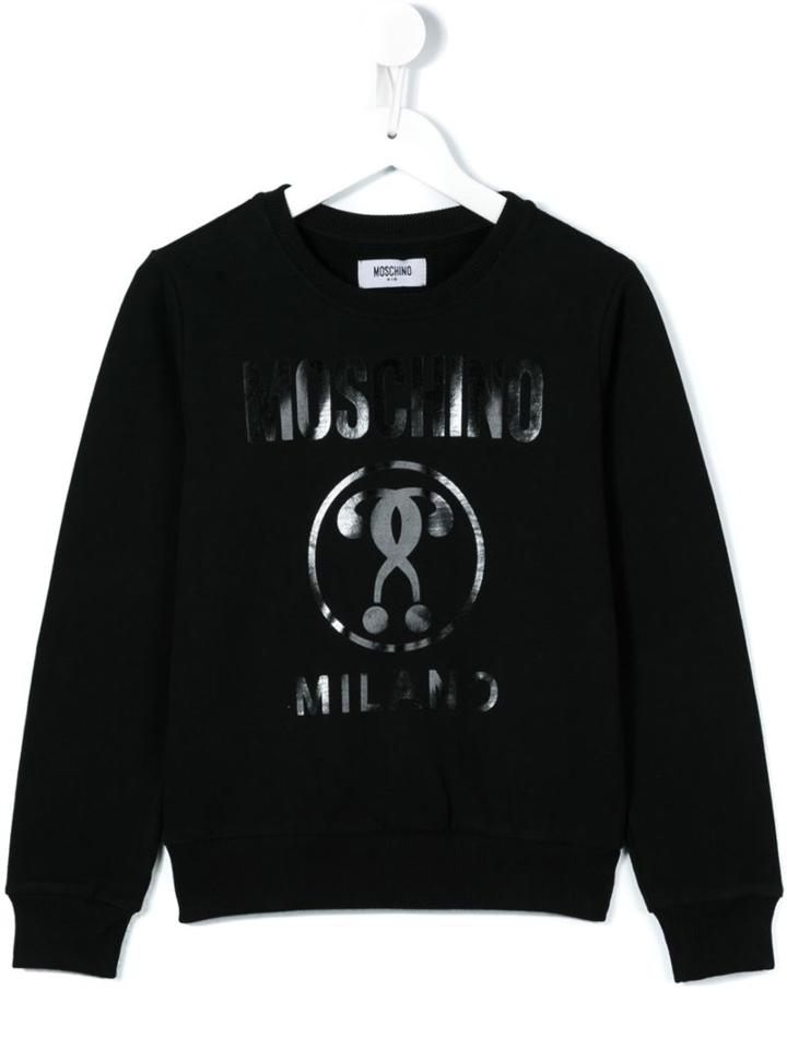 Moschino Kids Double Question Mark Sweatshirt, Boy's, Size: 10 Yrs, Black