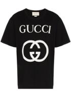 Gucci Gg Logo Cotton Tee - Black