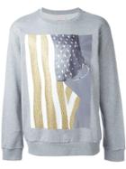 Palm Angels Usa Flag Print Sweatshirt - Grey