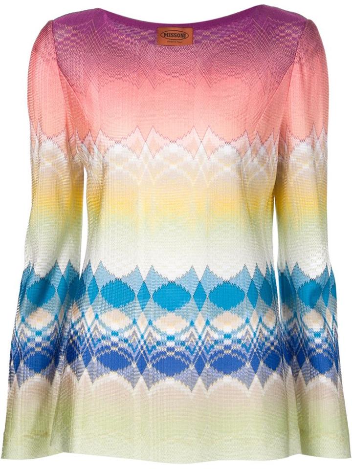 Missoni Printed Woven Blouse, Women's, Size: 42, Pink/purple, Rayon