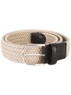 Canali Braided Elastic Belt, Size: 105, Nude/neutrals, Elastodiene/leather