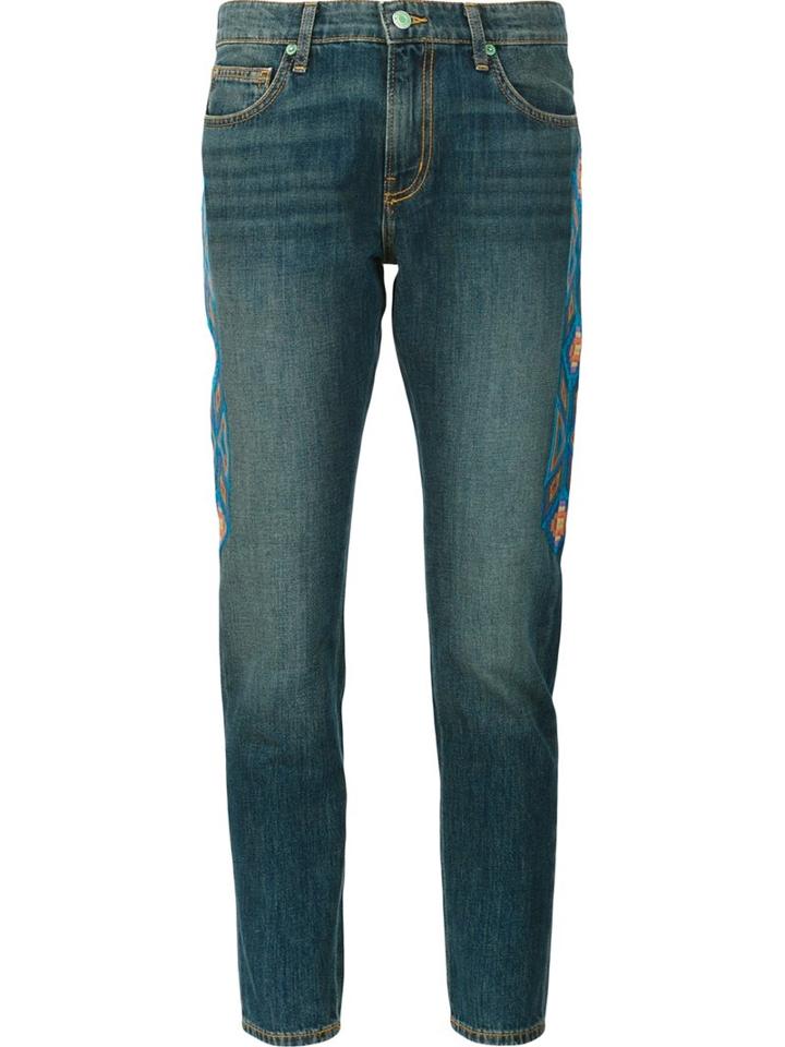 Sandrine Rose Embroidered Skinny Boyfriend Jeans, Women's, Size: 27, Blue, Cotton