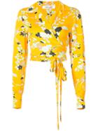Dvf Diane Von Furstenberg Floral Print Wrap Blouse - Yellow & Orange