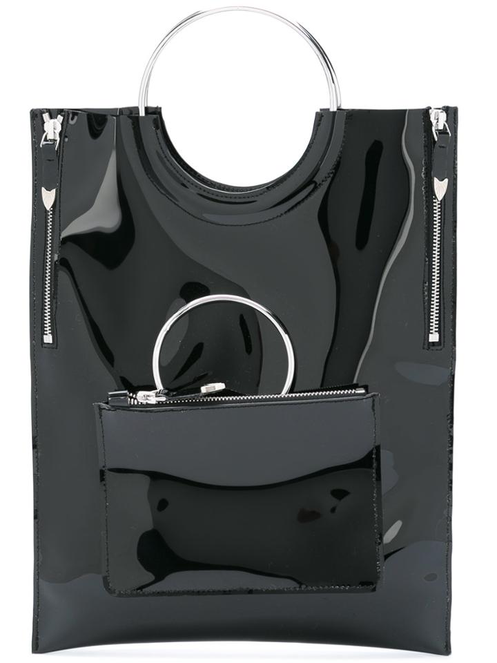 Toga Ring Handle Vinyl Tote Bag - Black