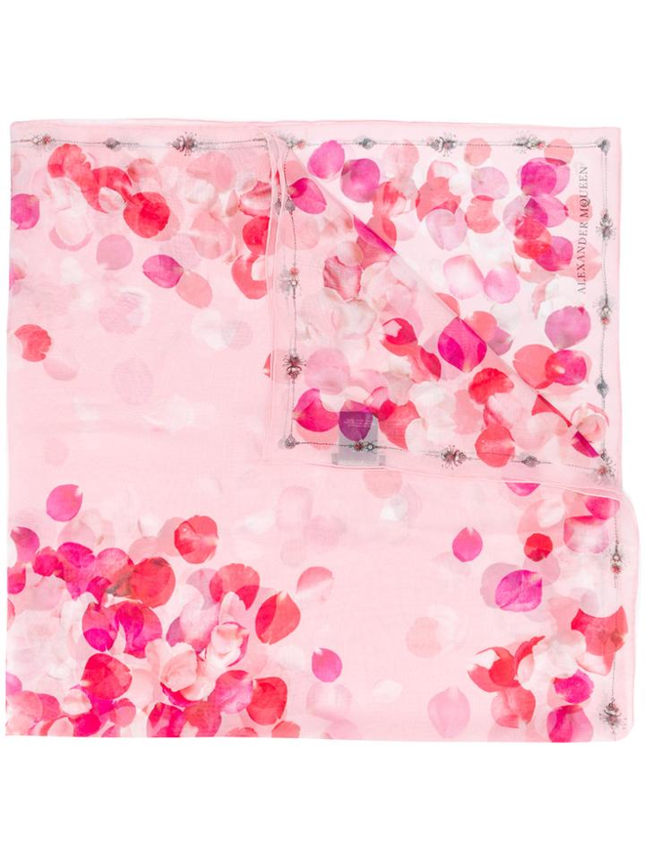 Mcq Alexander Mcqueen Petal Print Scarf - Pink & Purple