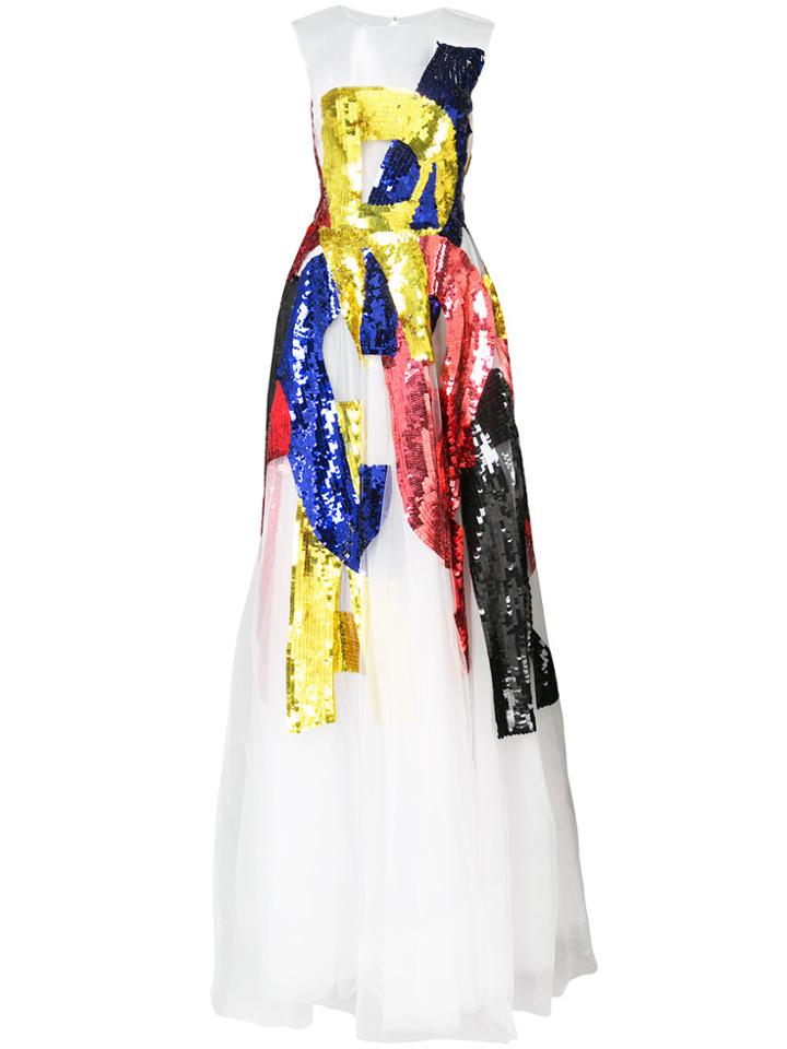 Oscar De La Renta Colour-block Flared Dress - Multicolour