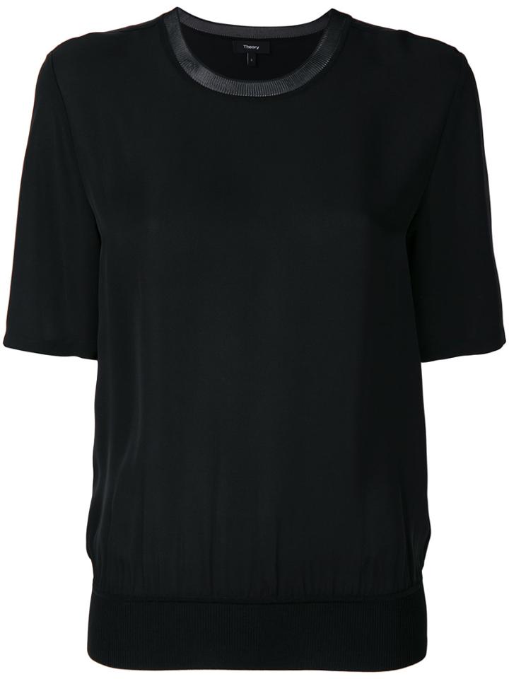 Theory Short Sleeve Blouse - Black