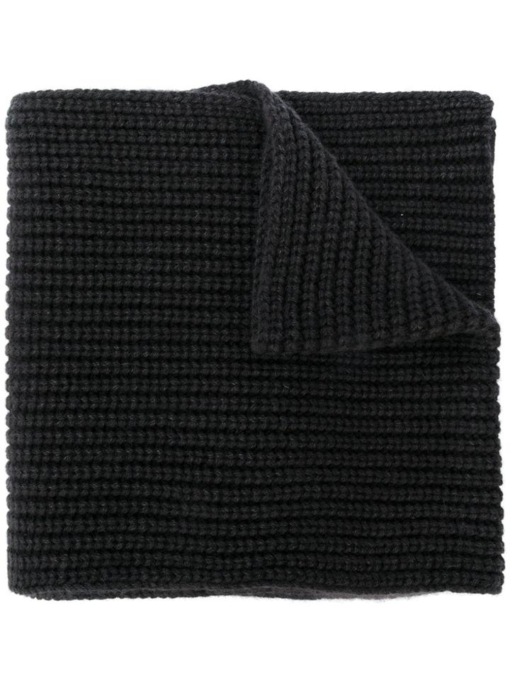 Iris Von Arnim Cashmere Rib Knit Scarf - Black