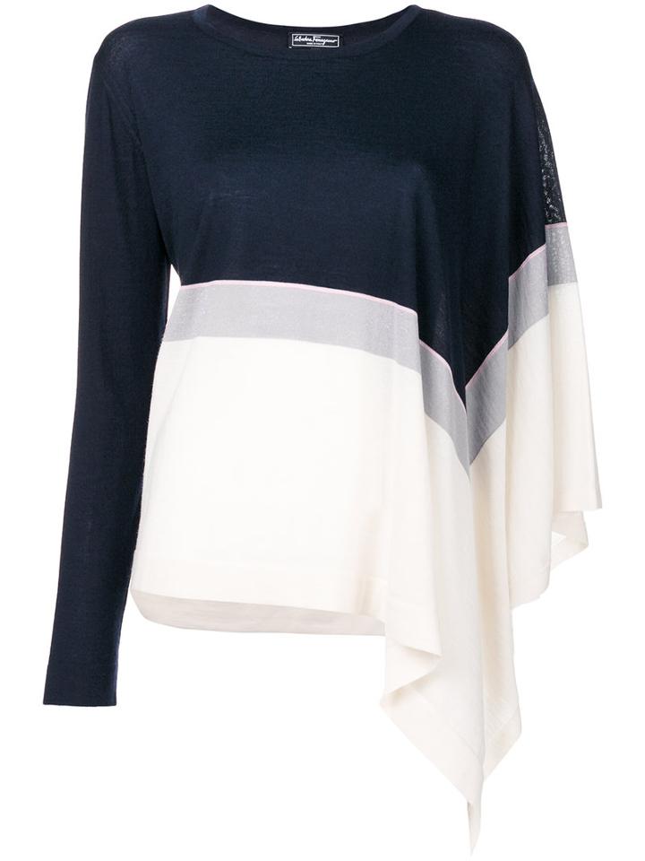 Salvatore Ferragamo - Contrast Shift Sweater - Women - Virgin Wool - M, Blue, Virgin Wool