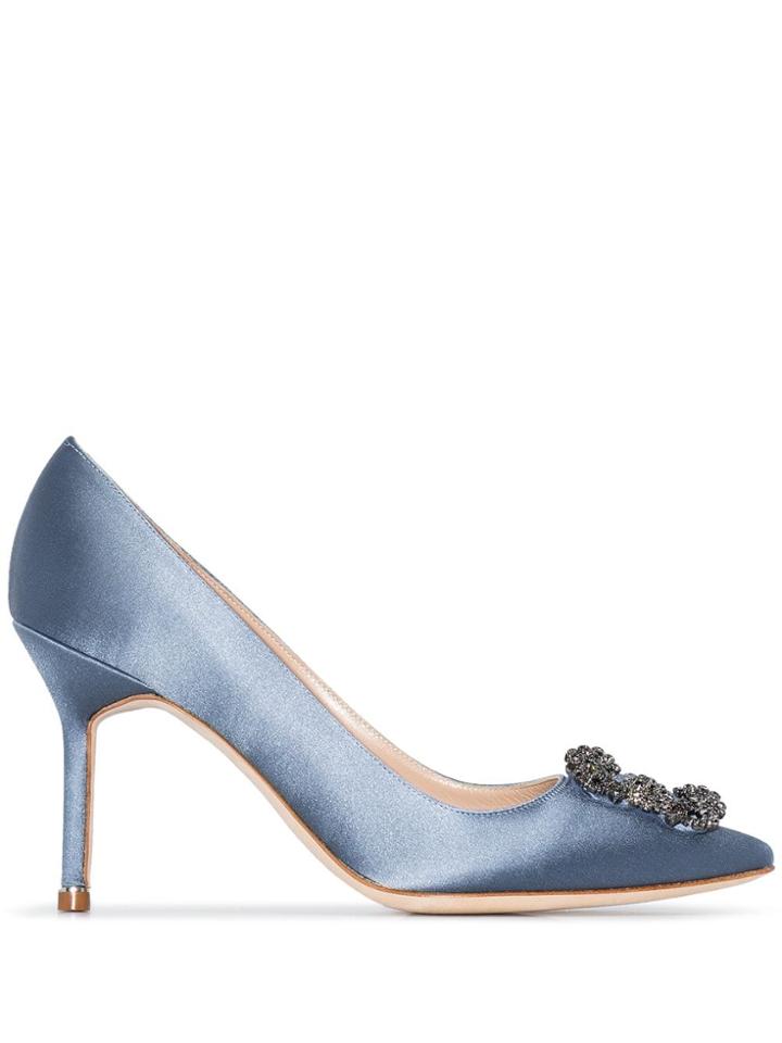 Manolo Blahnik Hangisi 90mm Buckle Pumps - Blue