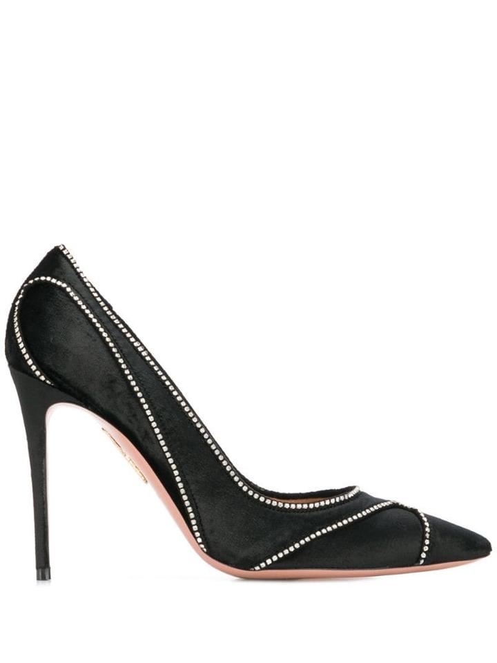 Aquazzura Satine Crystal 115 Pumps - Black