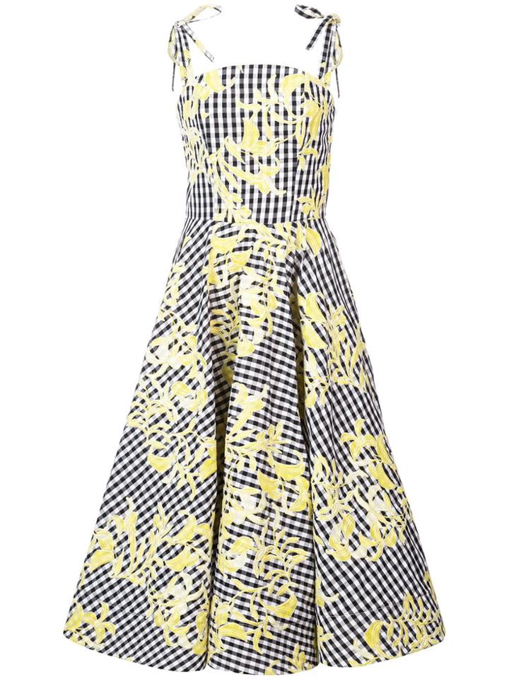 Christian Siriano Gingham Full Skirt Dress - Black