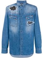 Just Cavalli Rhinestone Panel Denim Shirt - Blue