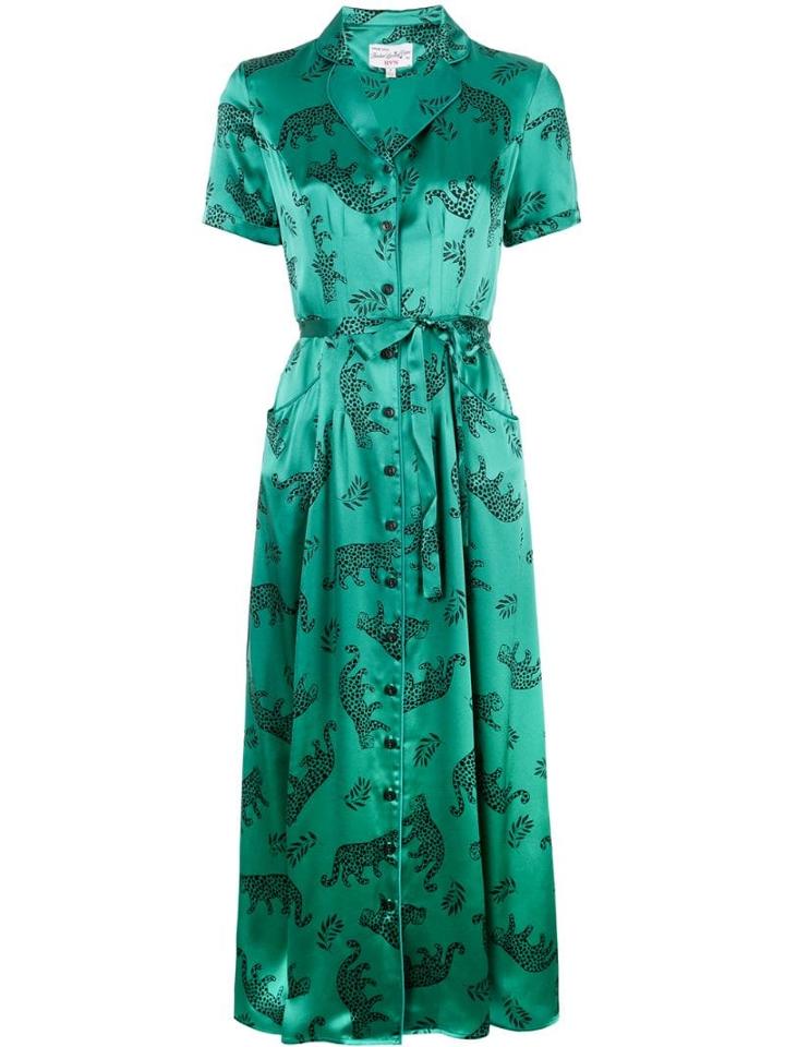 Hvn Leopard Print Shirt Dress - Green