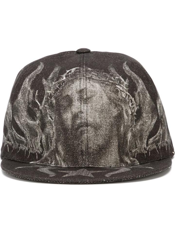 Givenchy Christ Print Cap, Men's, Grey, Cotton