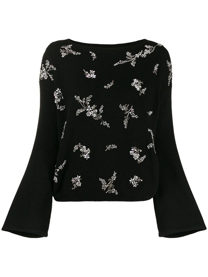 Semicouture Embellished Boat-neck Jumper - Black