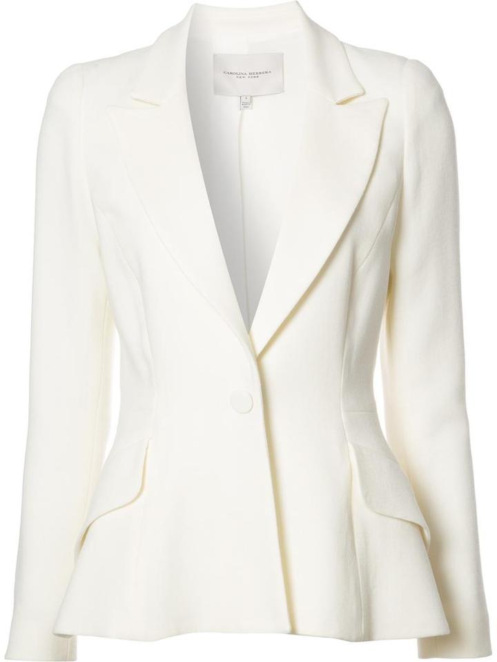 Carolina Herrera One Button Tuxedo Blazer, Women's, Size: 6, White, Wool