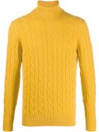 Lardini Cable Knit Roll Neck Jumper - Yellow