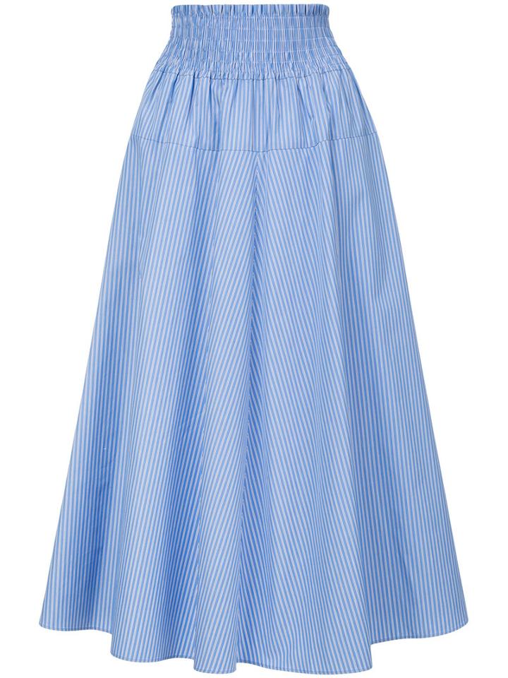 Le Ciel Bleu - Striped Flared Skirt - Women - Cotton - 34, Blue, Cotton