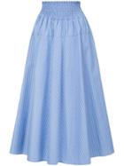 Le Ciel Bleu - Striped Flared Skirt - Women - Cotton - 34, Blue, Cotton