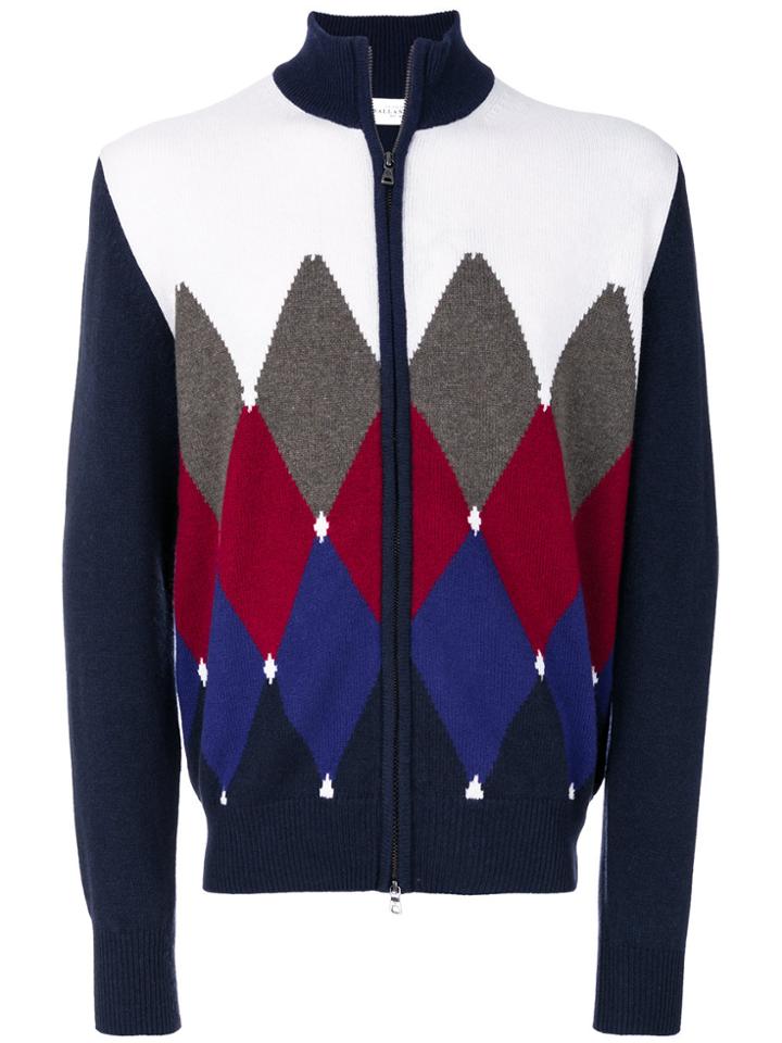 Ballantyne Diamond Print Zipped Cardigan - Multicolour