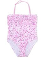 Elizabeth Hurley Beach Kids Cheetah Print One-piece Swimsuit, Girl's, Size: 7 Yrs, Pink/purple