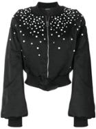 Wandering Studded Cropped Bomber Jacket - Black