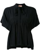 No21 - Pussybow Top - Women - Silk/acetate - 40, Black, Silk/acetate
