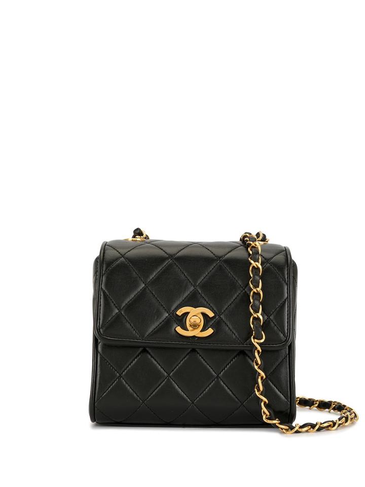 Chanel Pre-owned Diamond Quilted Boxy Crossbody Bag - Black