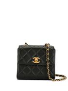 Chanel Pre-owned Diamond Quilted Boxy Crossbody Bag - Black