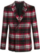 Emporio Armani Check Double Breasted Jacket - Red