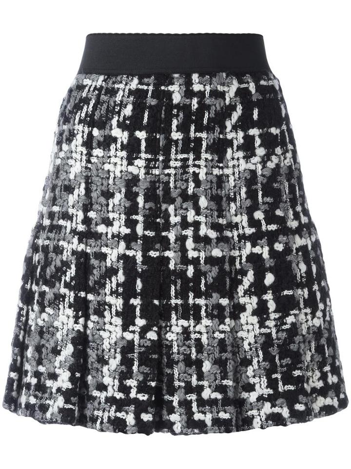 Dolce & Gabbana Bouclé Knit Skirt, Women's, Size: 42, Black, Silk/cotton/wool