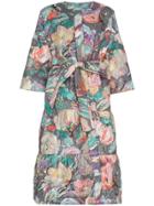 Rianna + Nina Floral Print Quilted Long Sleeve Cotton Coat -