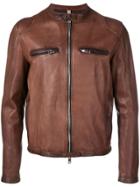 Tagliatore Zipped Leather Jacket - Brown