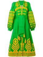 Yuliya Magdych - 'cupidon Arrows' Dress - Women - Linen/flax - L, Green, Linen/flax