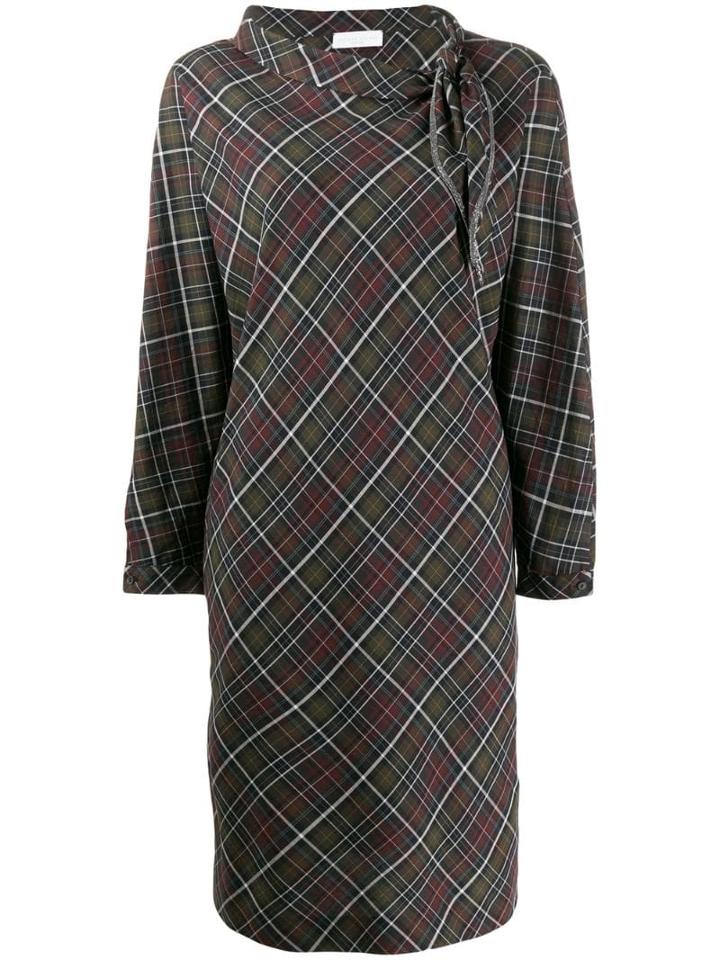 Fabiana Filippi Plaid Midi Dress - Brown