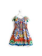 Dolce & Gabbana Kids Carretto Siciliano Print Dress, Toddler Girl's, Size: 3 Yrs